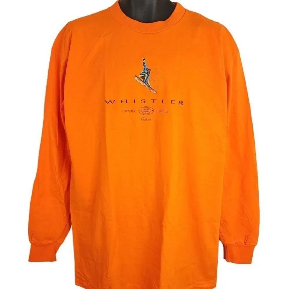Snowboard Whistler T Shirt Vintage Y2K Snowboarding Skiing Made In Canada Mens